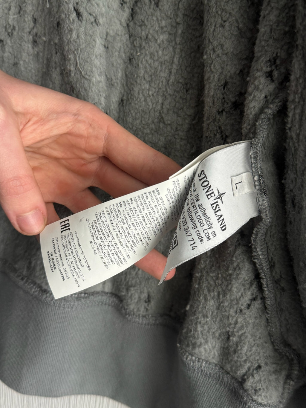 Stone Island Shadow Project AW19 Grey Teddy Fleece Hoodie