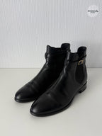 Louis Vuitton Black Leather LV Buckle Strap Womens Chelsea Boots