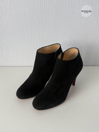 Christian Louboutin Black Suede Side Zip Heeled Womens Ankle Boots