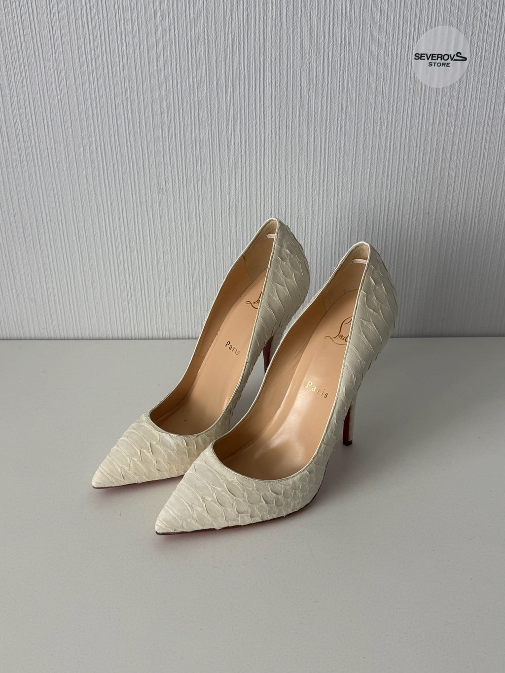 Christian Louboutin White Python Leather Stiletto Womens Pumps