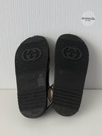 Gucci Black Leather Logo Cross Strap Womens Sandals