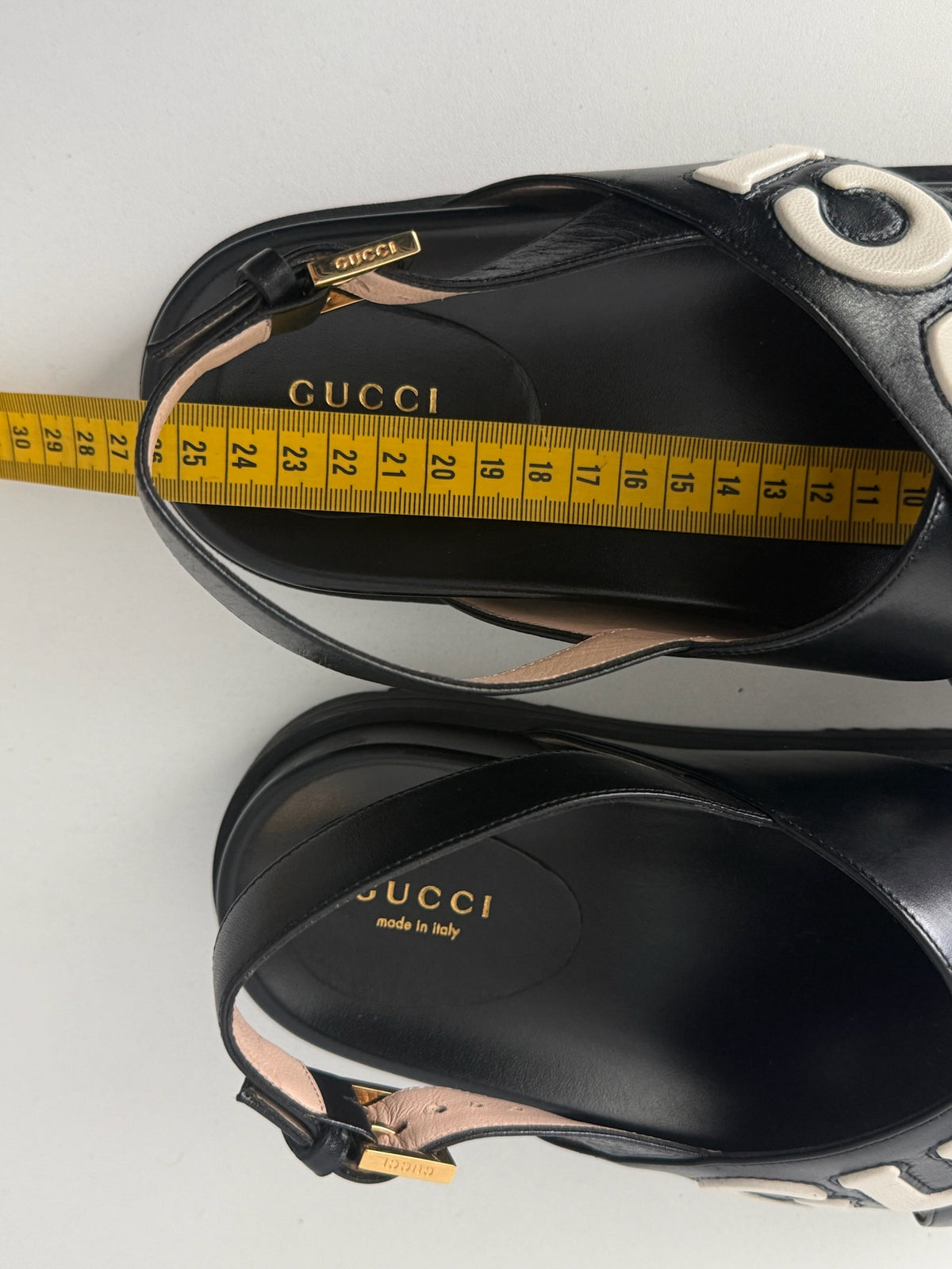 Gucci Black Leather Logo Cross Strap Womens Sandals