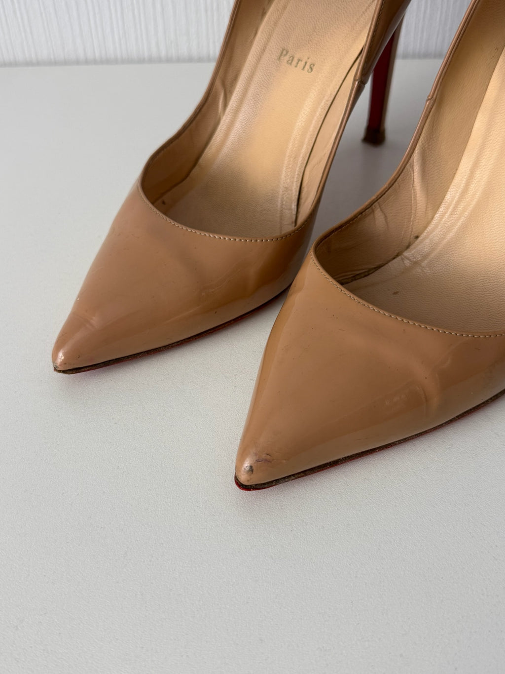 Christian Louboutin Pigalle 100 Nude Patent Calf Womens Pumps