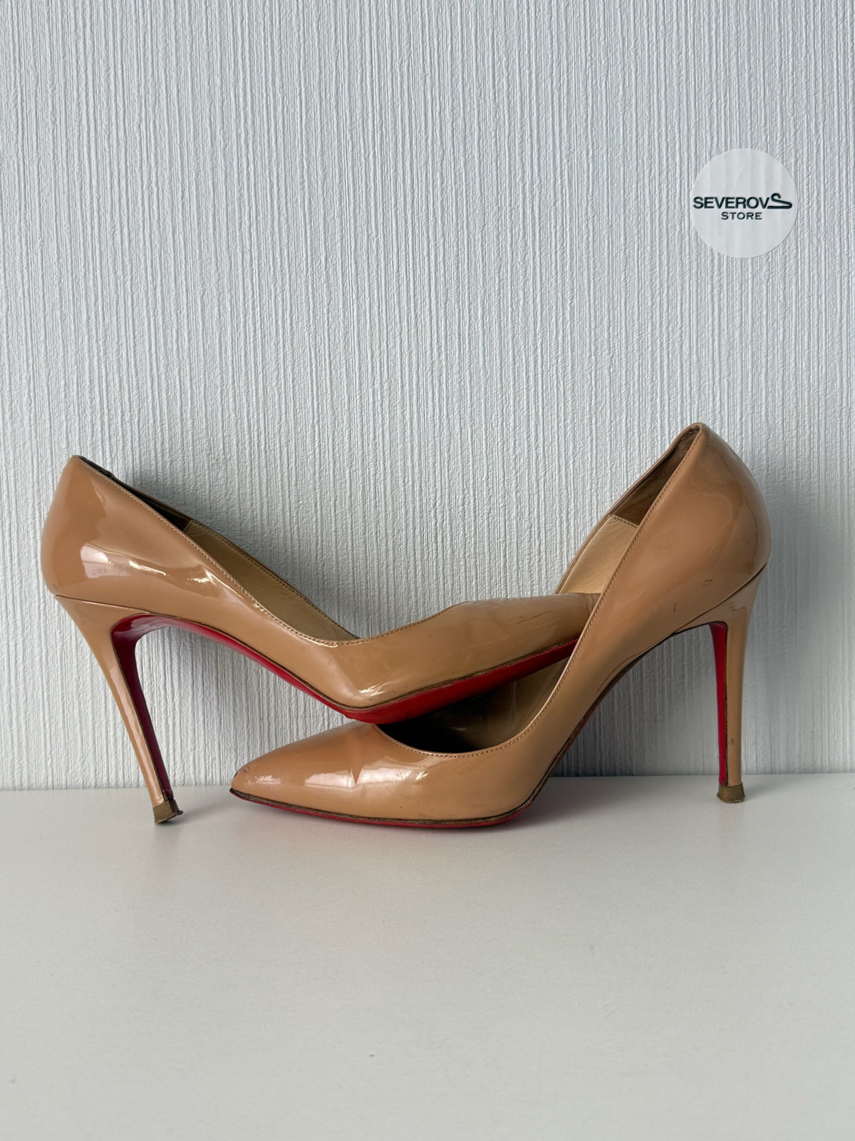 Christian Louboutin Pigalle 100 Nude Patent Calf Womens Pumps