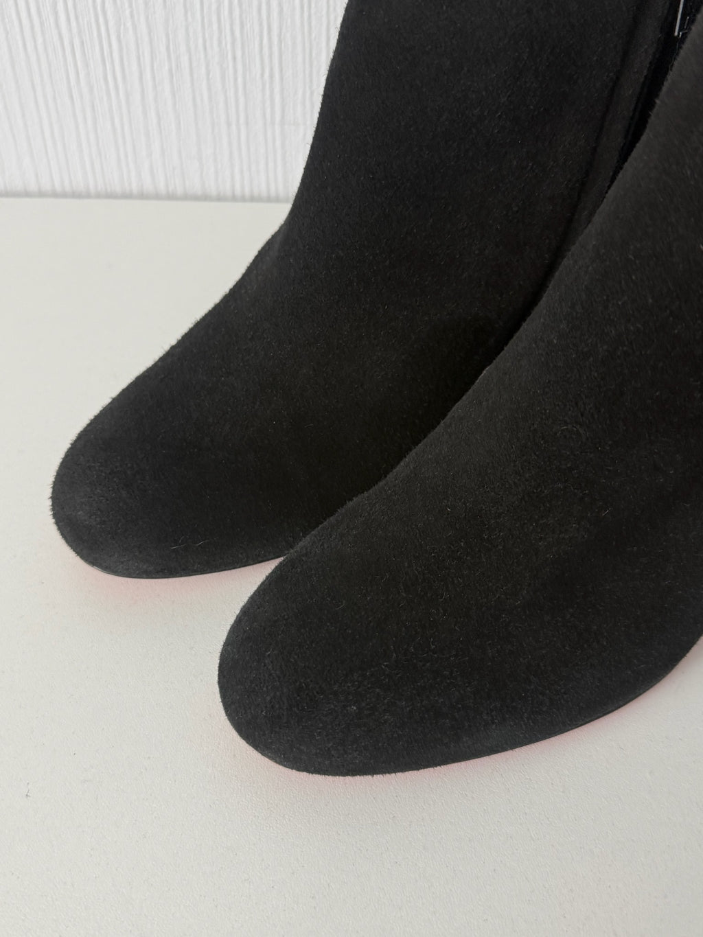 Christian Louboutin Black Suede Side Zip Heeled Womens Ankle Boots