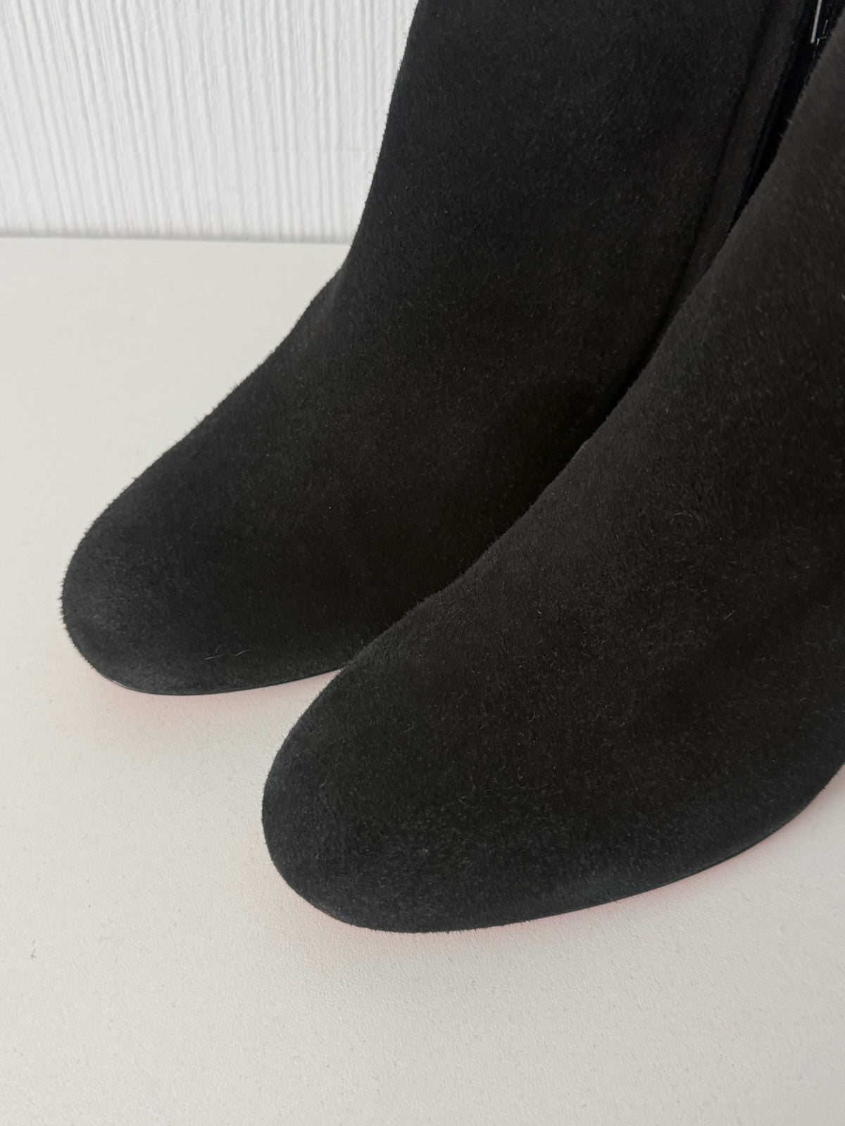 Christian Louboutin Black Suede Side Zip Heeled Womens Ankle Boots