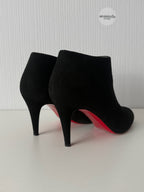 Christian Louboutin Black Suede Side Zip Heeled Womens Ankle Boots