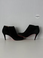 Christian Louboutin Black Suede Side Zip Heeled Womens Ankle Boots