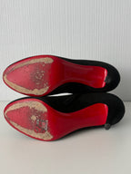 Christian Louboutin Black Suede Side Zip Heeled Womens Ankle Boots