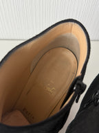 Christian Louboutin Black Suede Side Zip Heeled Womens Ankle Boots