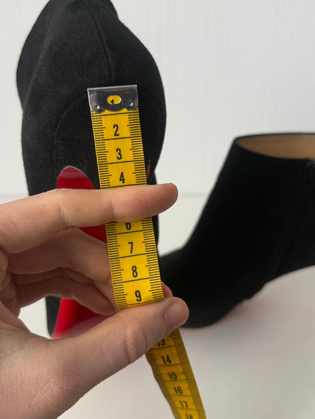 Christian Louboutin Black Suede Side Zip Heeled Womens Ankle Boots