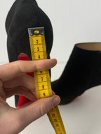 Christian Louboutin Black Suede Side Zip Heeled Womens Ankle Boots