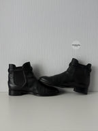 Louis Vuitton Black Leather LV Buckle Strap Womens Chelsea Boots