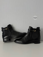 Louis Vuitton Black Leather LV Buckle Strap Womens Chelsea Boots