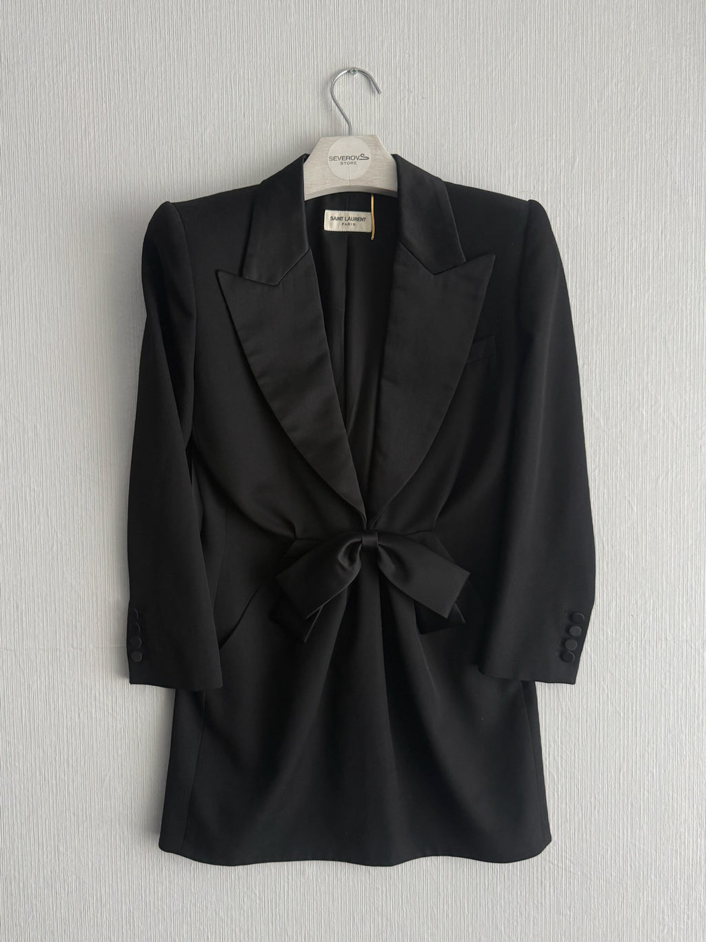 Saint Laurent Black Bow Detail Womens Mini Dress