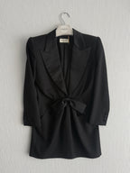 Saint Laurent Black Bow Detail Womens Mini Dress