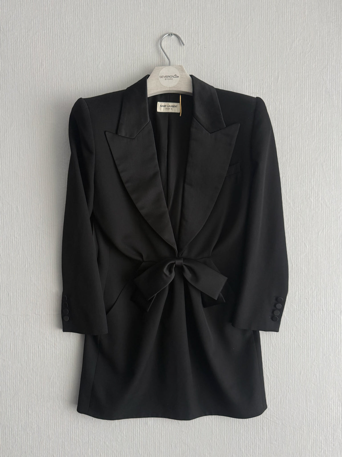 Saint Laurent Black Bow Detail Womens Mini Dress