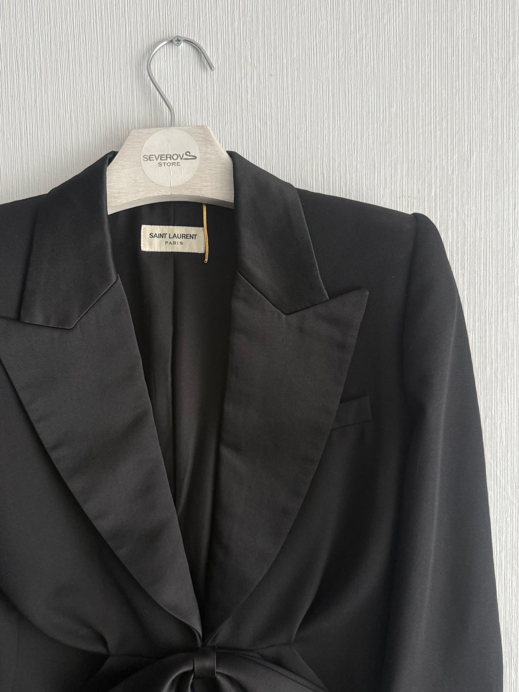 Saint Laurent Black Bow Detail Womens Mini Dress