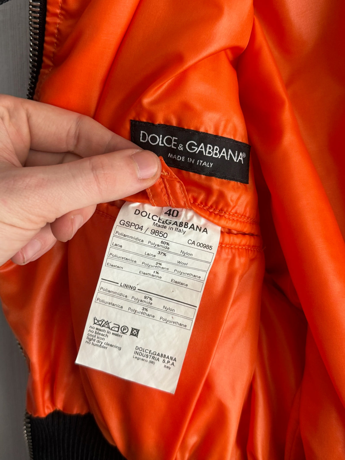 Dolce & Gabbana F/W2003 Runway Orange Nylon Parachute Jacket