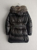 Prada Black Nylon Down Parka Womens Jacket with Real Fox Fur Hood