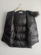Prada Black Nylon Down Parka Womens Jacket with Real Fox Fur Hood