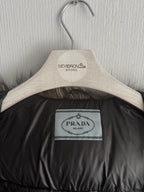 Prada Black Nylon Down Parka Womens Jacket with Real Fox Fur Hood