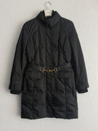 Gucci Black Nylon Down Belted Womens Coat with Gold Chain Belt