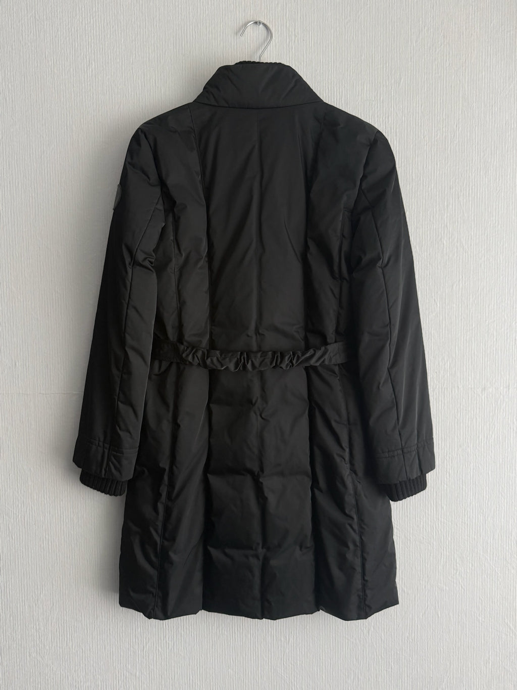 Gucci Black Nylon Down Belted Womens Coat with Gold Chain Belt