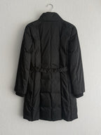Gucci Black Nylon Down Belted Womens Coat with Gold Chain Belt