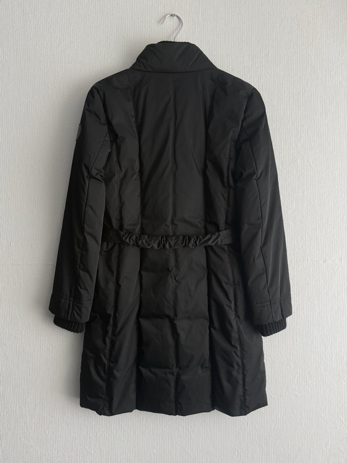 Gucci Black Nylon Down Belted Womens Coat with Gold Chain Belt