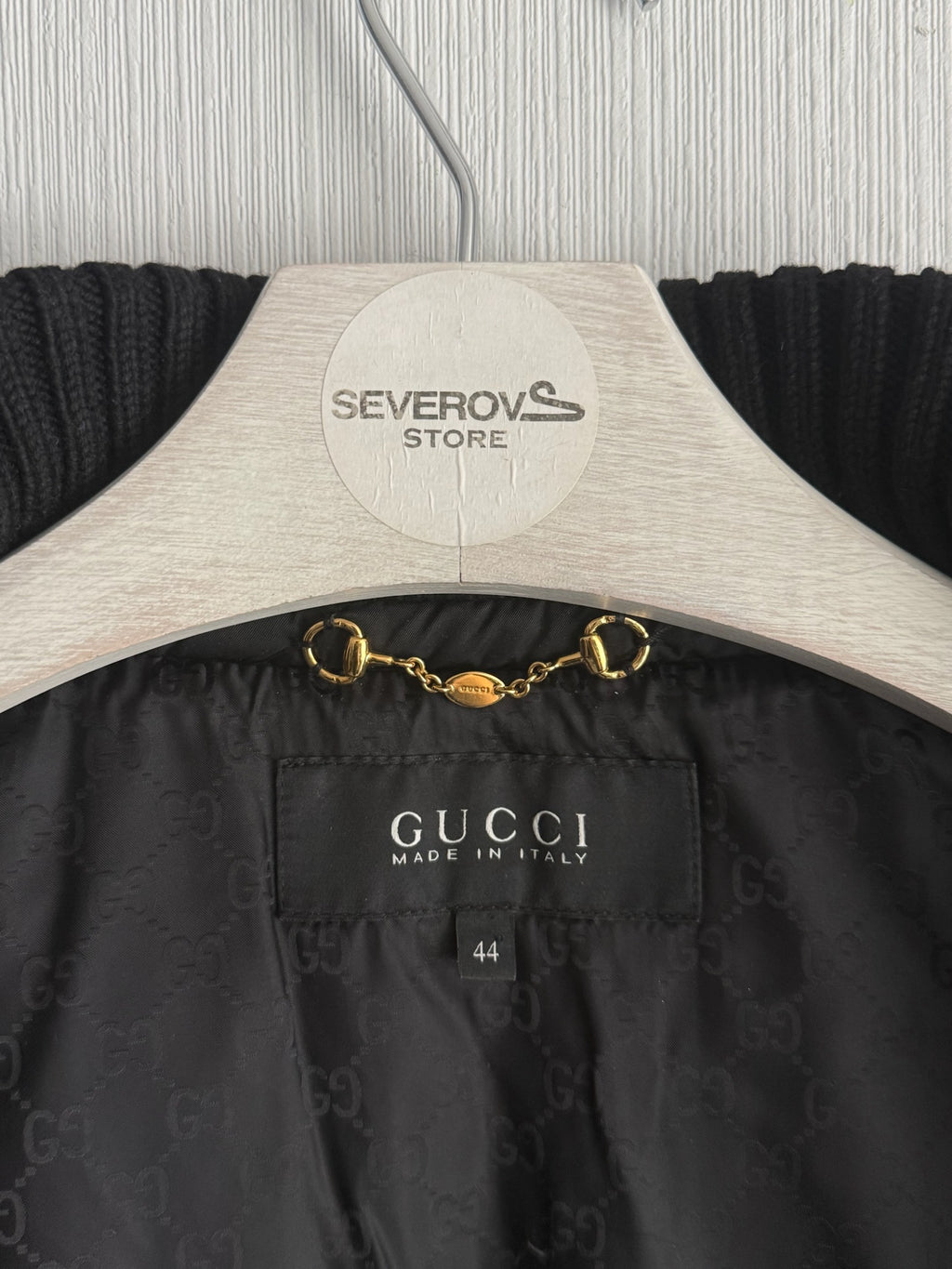 Gucci Black Nylon Down Belted Womens Coat with Gold Chain Belt