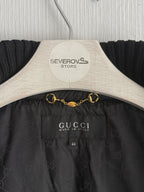Gucci Black Nylon Down Belted Womens Coat with Gold Chain Belt