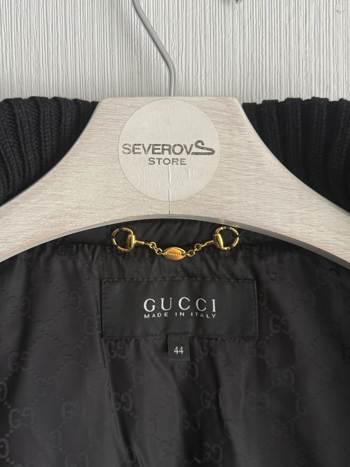 Gucci Black Nylon Down Belted Womens Coat with Gold Chain Belt