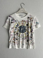 Christian Dior Floral Zodiac Print Cotton Linen Womens T-Shirt