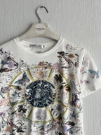 Christian Dior Floral Zodiac Print Cotton Linen Womens T-Shirt
