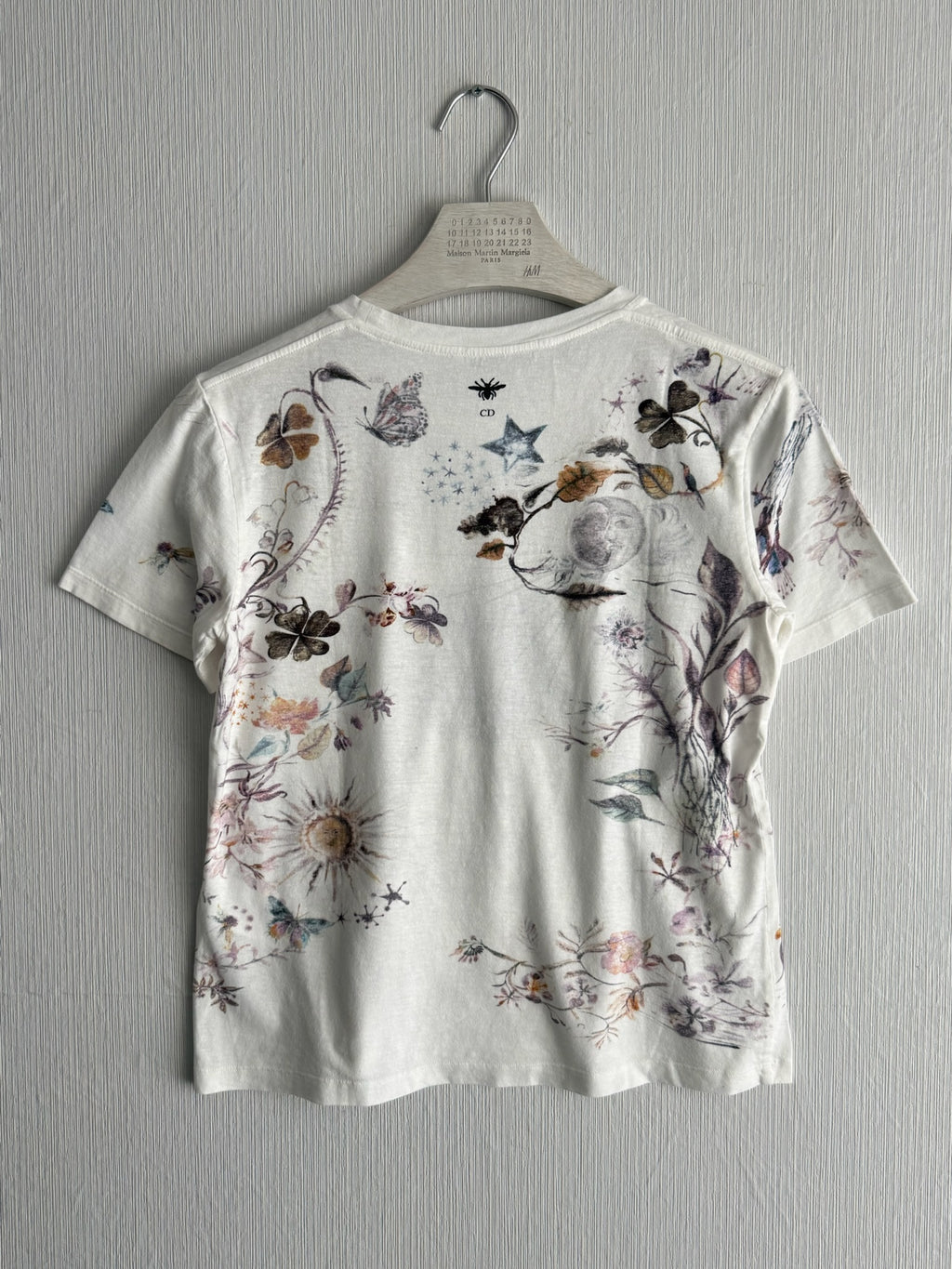 Christian Dior Floral Zodiac Print Cotton Linen Womens T-Shirt