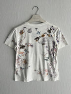 Christian Dior Floral Zodiac Print Cotton Linen Womens T-Shirt