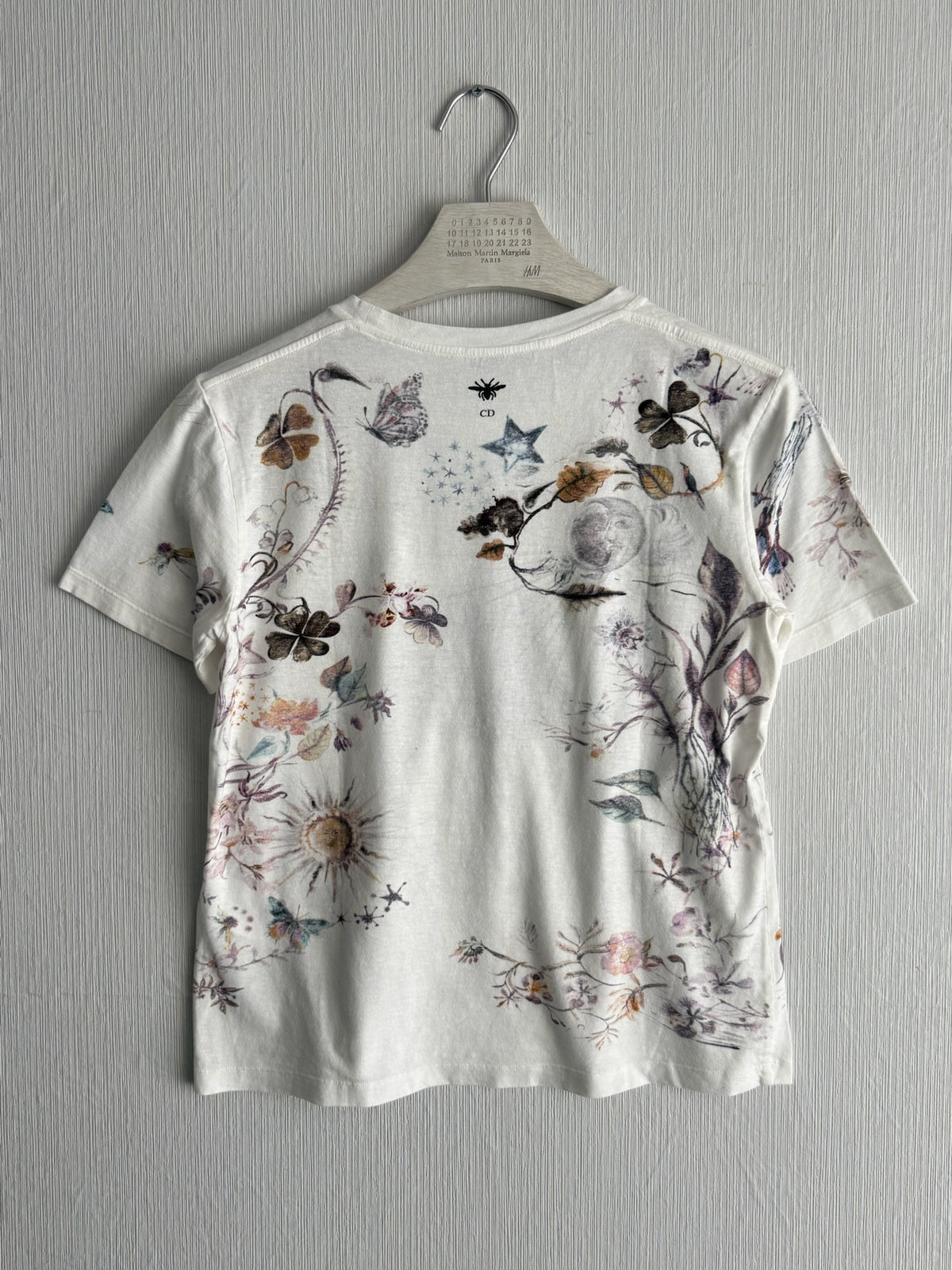 Christian Dior Floral Zodiac Print Cotton Linen Womens T-Shirt