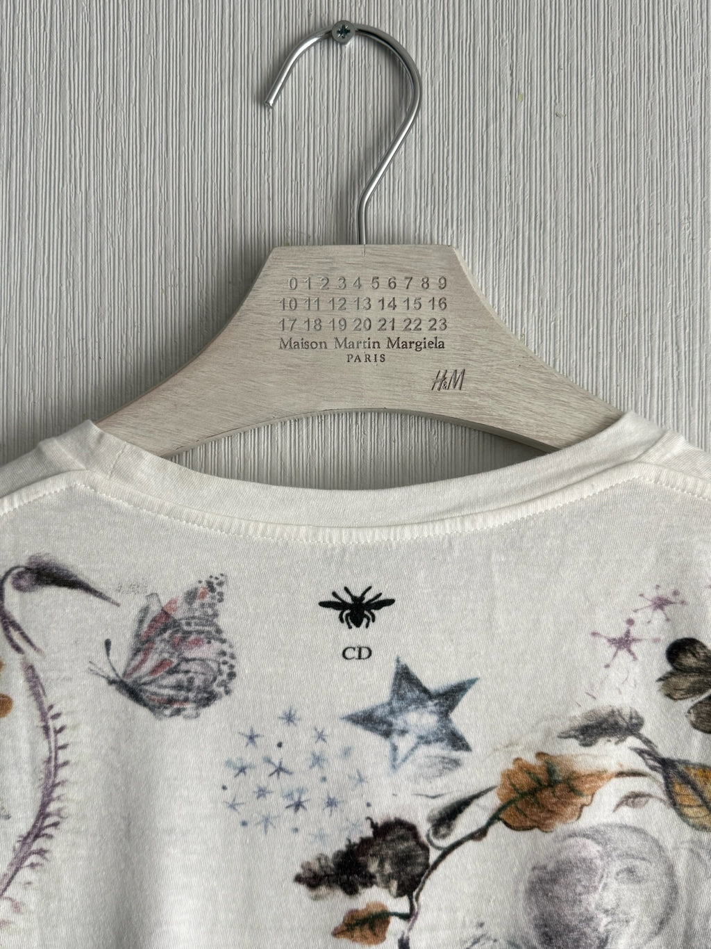 Christian Dior Floral Zodiac Print Cotton Linen Womens T-Shirt