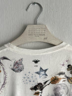 Christian Dior Floral Zodiac Print Cotton Linen Womens T-Shirt