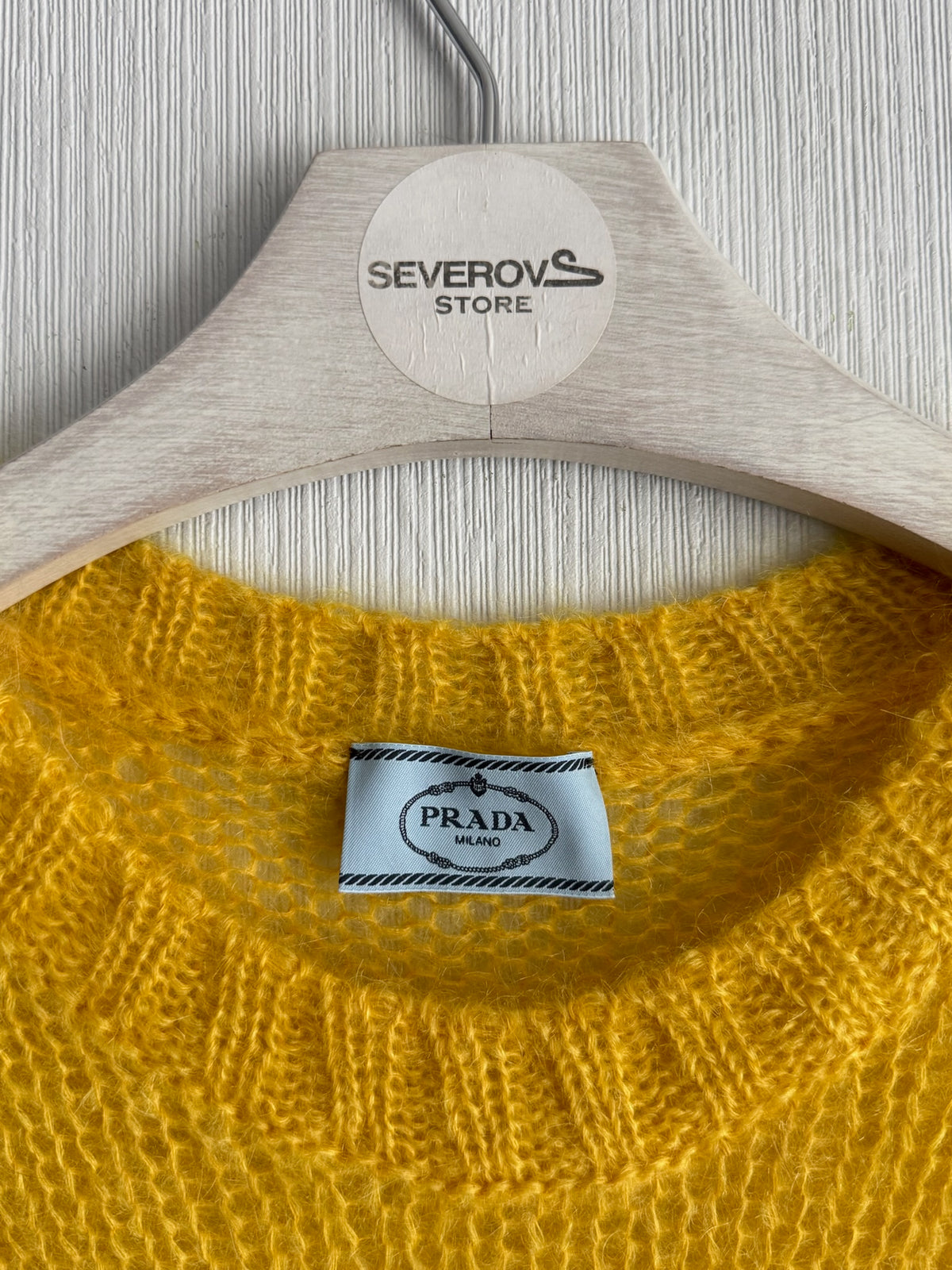 Prada Yellow Short Sleeve Knit Womens Sweater