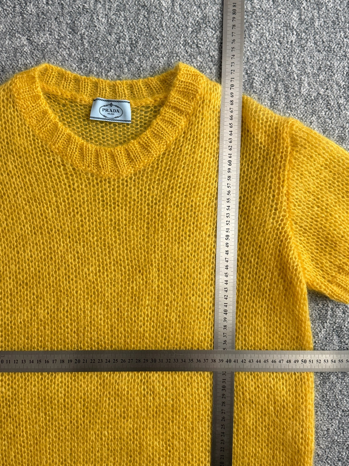 Prada Yellow Short Sleeve Knit Womens Sweater