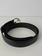 Gucci Black Leather Interlocking G Buckle Mens Belt