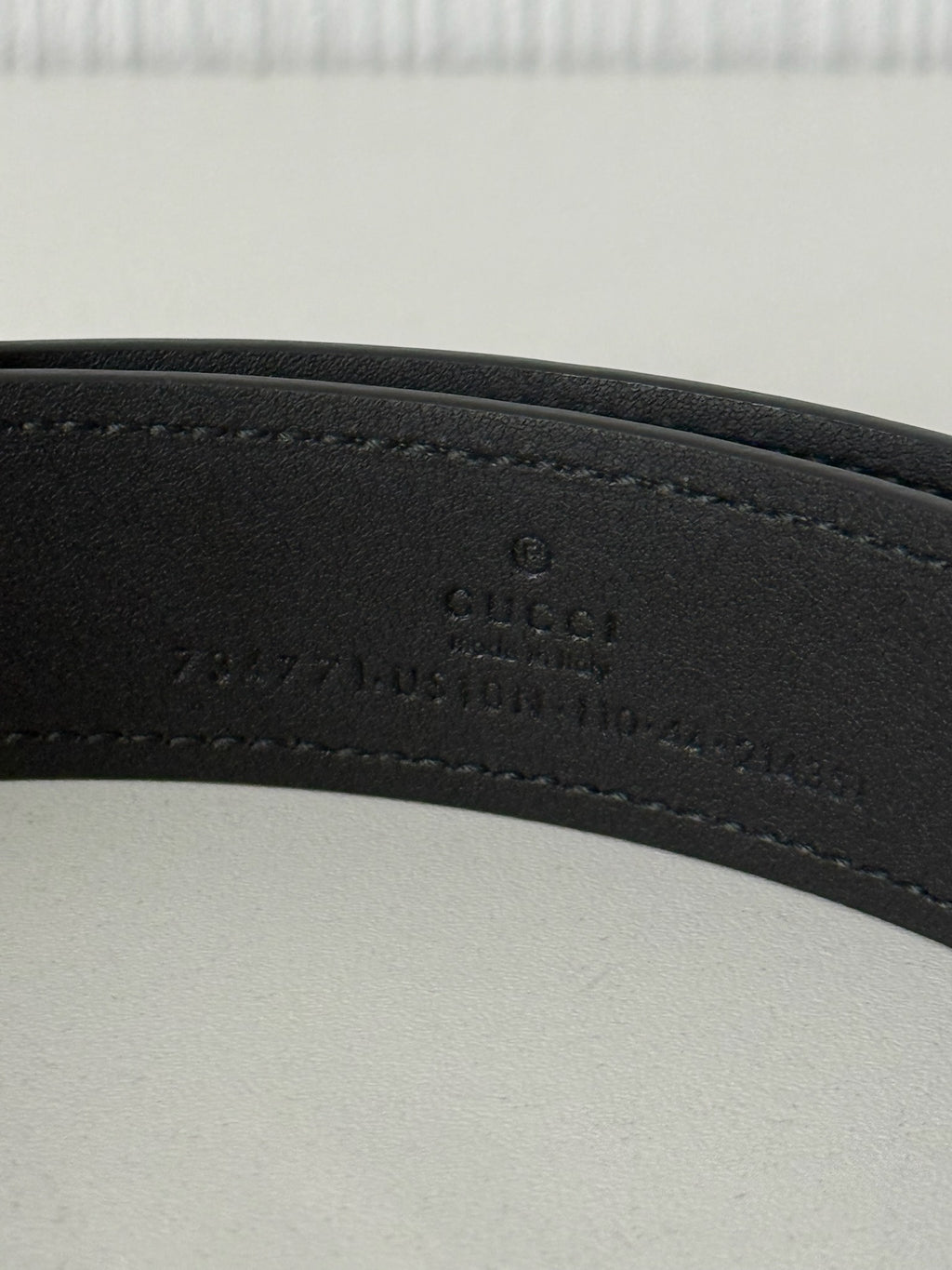 Gucci Black Leather Interlocking G Buckle Mens Belt