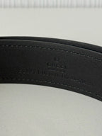 Gucci Black Leather Interlocking G Buckle Mens Belt