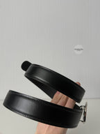 Gucci Black Leather Interlocking G Buckle Mens Belt