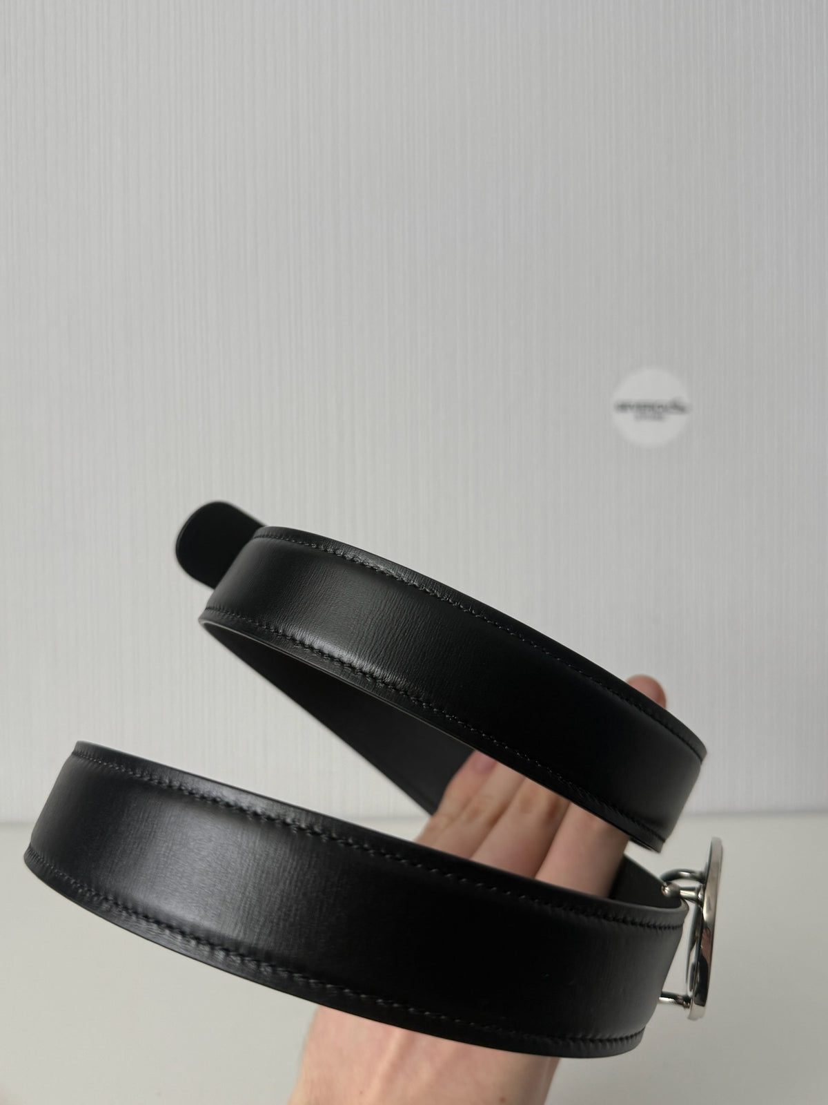 Gucci Black Leather Interlocking G Buckle Mens Belt