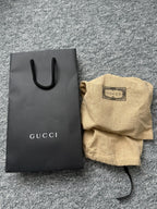 Gucci Black Leather Interlocking G Buckle Mens Belt