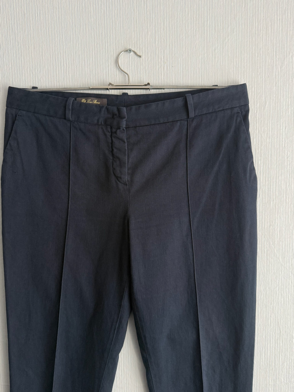 Loro Piana Navy Cotton Cropped Womens Trousers