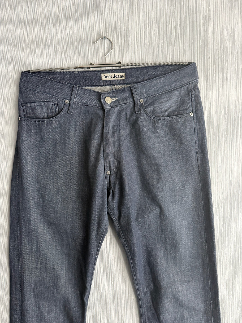 Acne Jeans Dark Indigo Cotton Polyester Straight Leg Mens Jeans